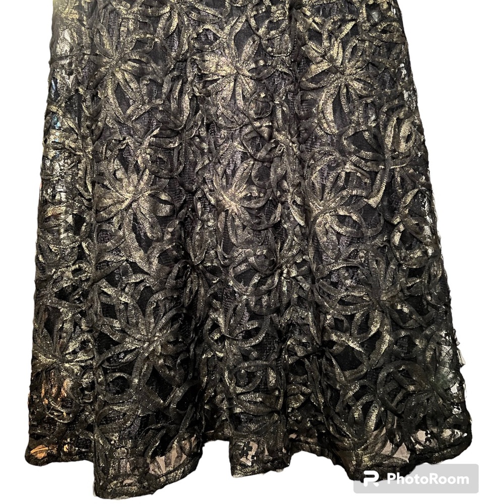 David Meister Vintage Gown w/Soutache Design over Black Lace & Netting SZ 14 - Picture 4 of 11